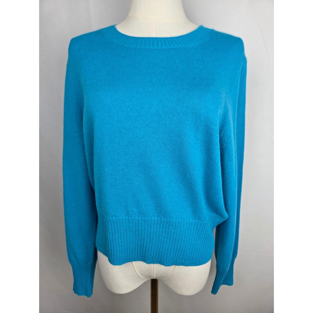 J. Crew Cashmere Shrunken Crewneck Sweater L Mallorca Mirage Blue Cropped NWT